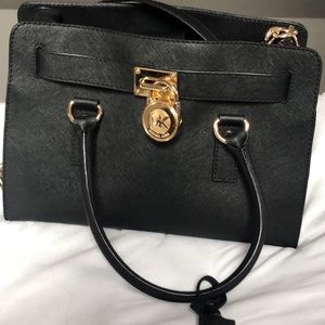 Michael Kors Hamilton Black w/Gold Chain Satchel